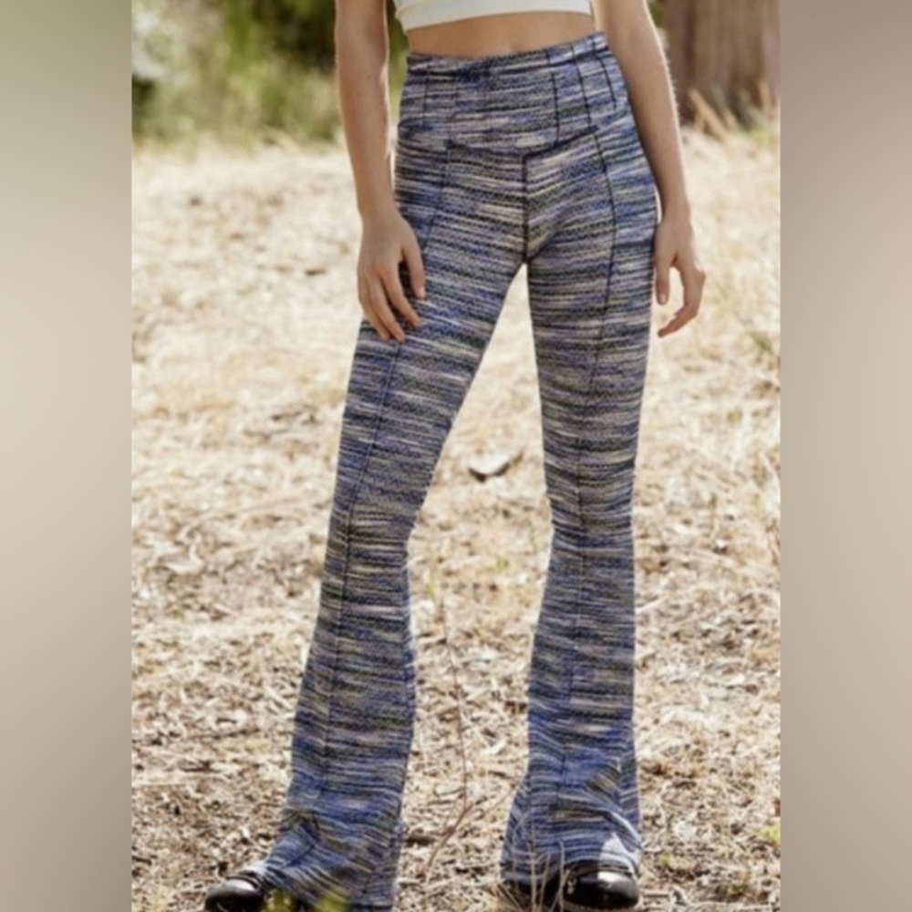 Free People Movement On It Flare Leggings In Indigo Mulit-Colored Space Dye Knit